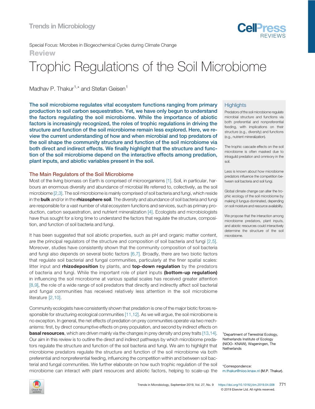 Trophic Regulations of the Soil Microbiome