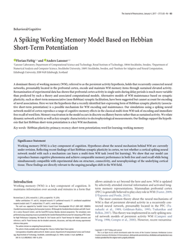 A Spiking Working Memory Model Based on Hebbian Short-Term Potentiation