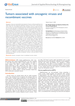 Tumors Associated with Oncogenic Viruses and Recombinant Vaccines