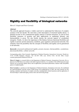 Rigidity and Flexibility of Biological Networks