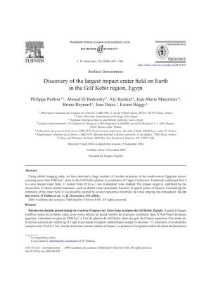 Discovery of the Largest Impact Crater Field on Earth in the Gilf Kebir