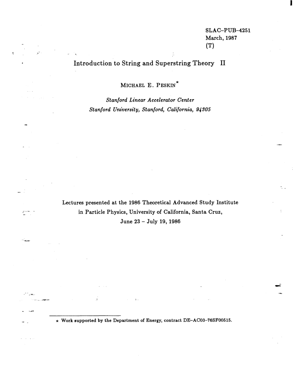 Introduction to String and Superstring Theory II