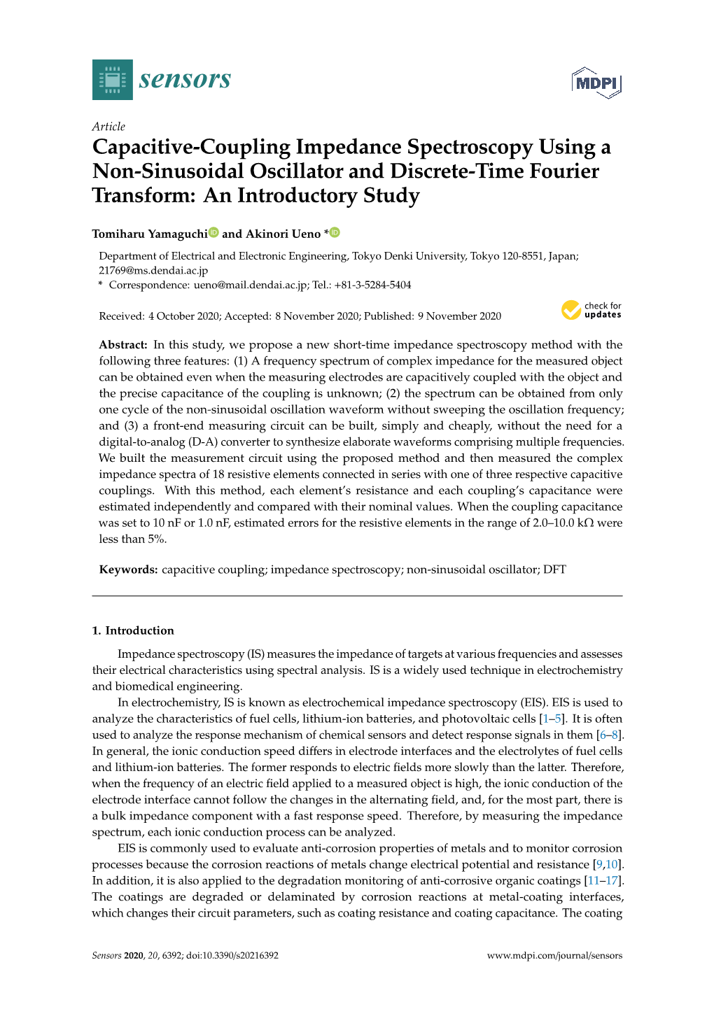 Capacitive-Coupling Impedance Spectroscopy Using a Non-Sinusoidal Oscillator and Discrete-Time Fourier Transform: an Introductory Study