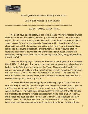 Norridgewock Historical Society Newsletter Volume 22 Number 1