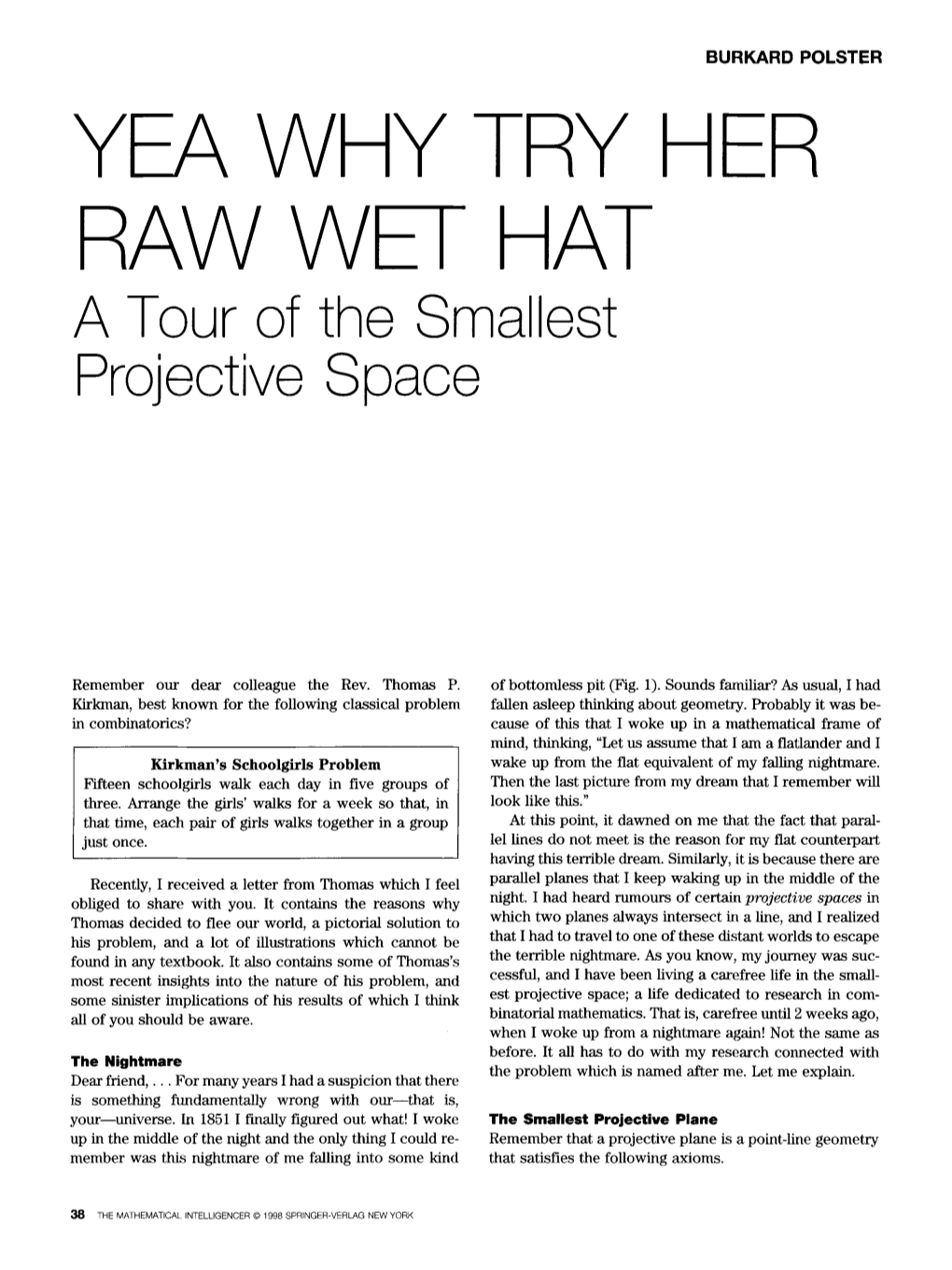YEA WHY TRY HER RAW WET HAT! I Just Discov- World Scientific (1995), Pp