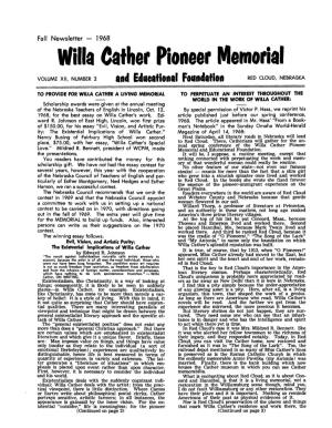 Willa Cather Pioneer Memorial X,,, and Edunational Foundation C Ou0
