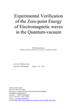 Experimental Verification of the Zero-Point Energy of Electromagnetic Waves in the Quantum-Vacuum