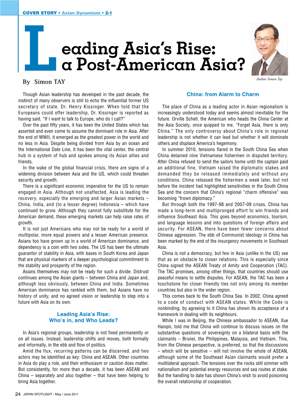Eading Asia's Rise: a Post-American Asia?