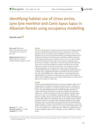 Identifying Habitat Use of Ursus Arctos, Lynx Lynx Marfinoi and Canis Lupus