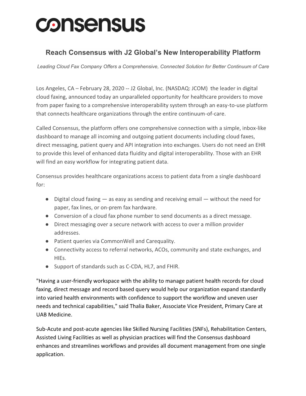 Reach Consensus with J2 Global's New Interoperability Platform