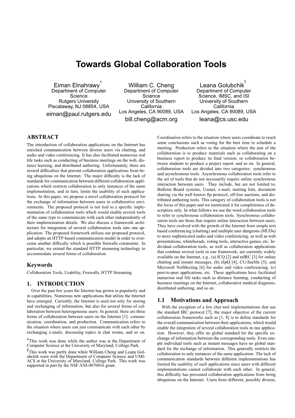 Towards Global Collaboration Tools