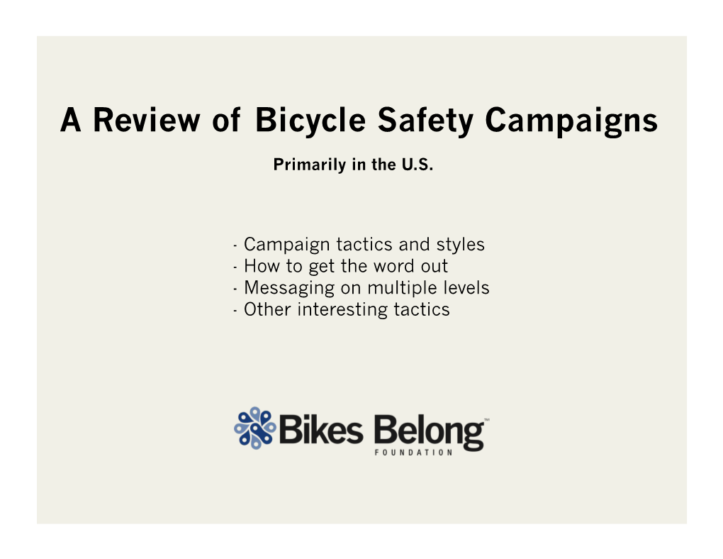 A Review of Bicycle Safety Campaigns