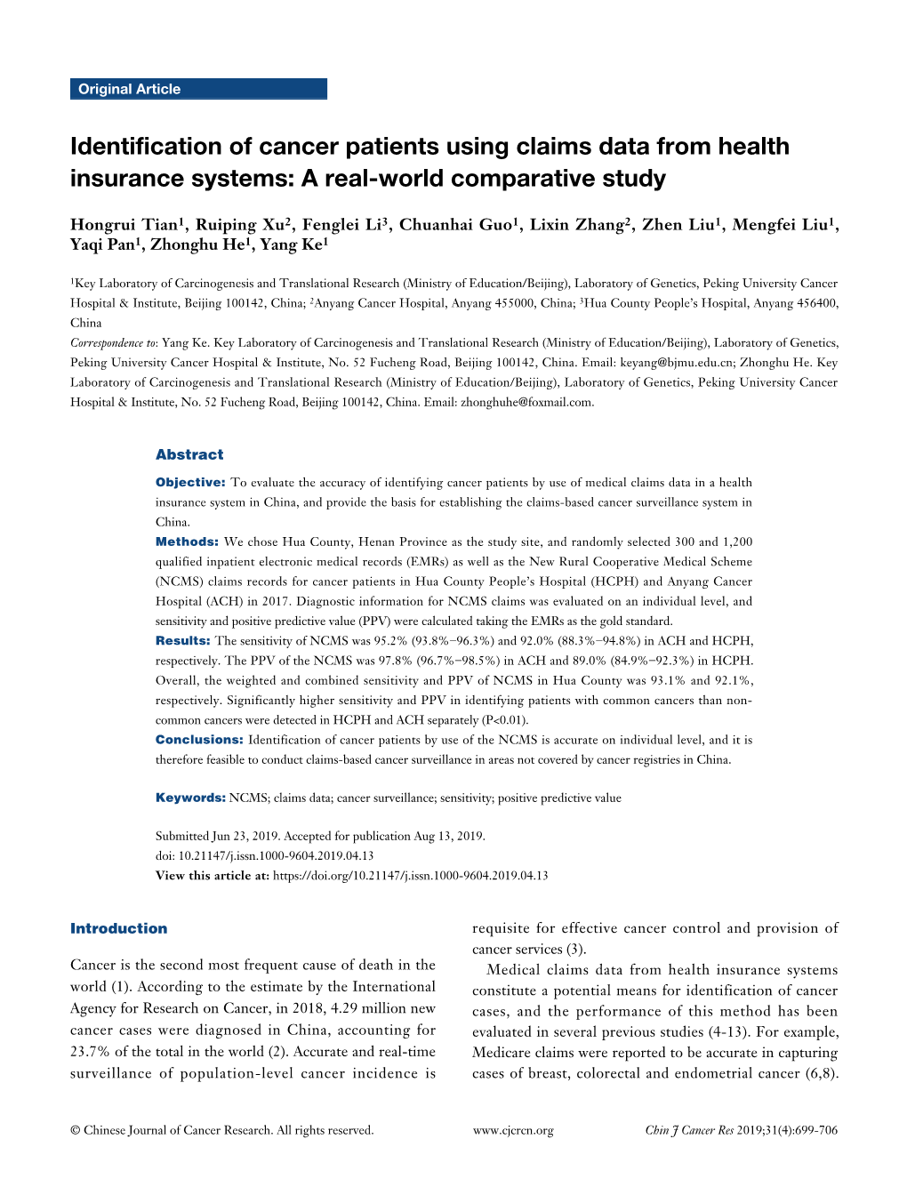 Identification of Cancer Patients Using Claims Data from Health Insurance Systems: a Real-World Comparative Study