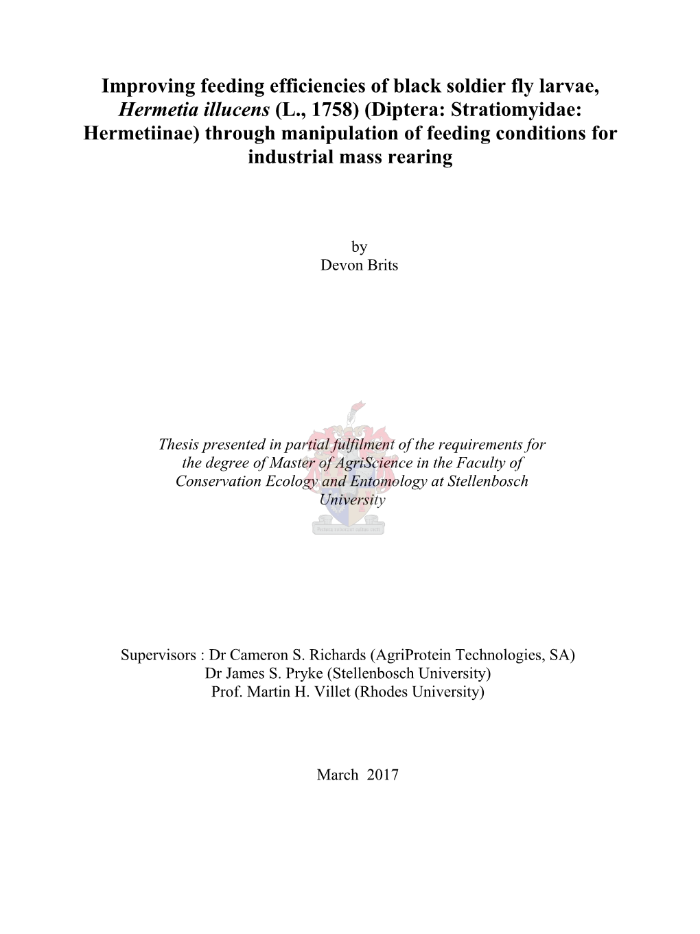 Improving Feeding Efficiencies of Black Soldier Fly Larvae, Hermetia Illucens