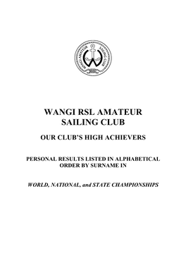 Wangi Rsl Amateur Sailing Club