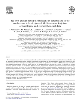 Sea-Level Change During the Holocene in Sardinia and in the Northeastern Adriatic (Central Mediterranean Sea) from Archaeological and Geomorphological Data