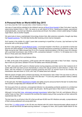 A Personal Note on World AIDS Day 2015