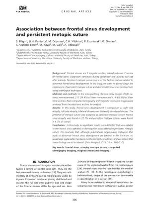 Association Between Frontal Sinus Development and Persistent Metopic Suture S