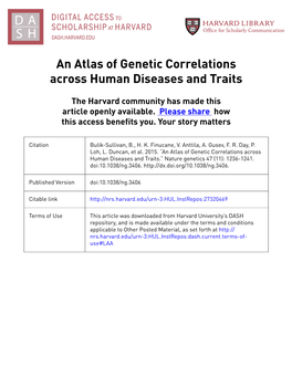 An Atlas of Genetic Correlations Across Human Diseases and Traits
