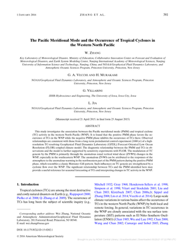 The Pacific Meridional Mode and the Occurrence of Tropical Cyclones in the Western North Pacific