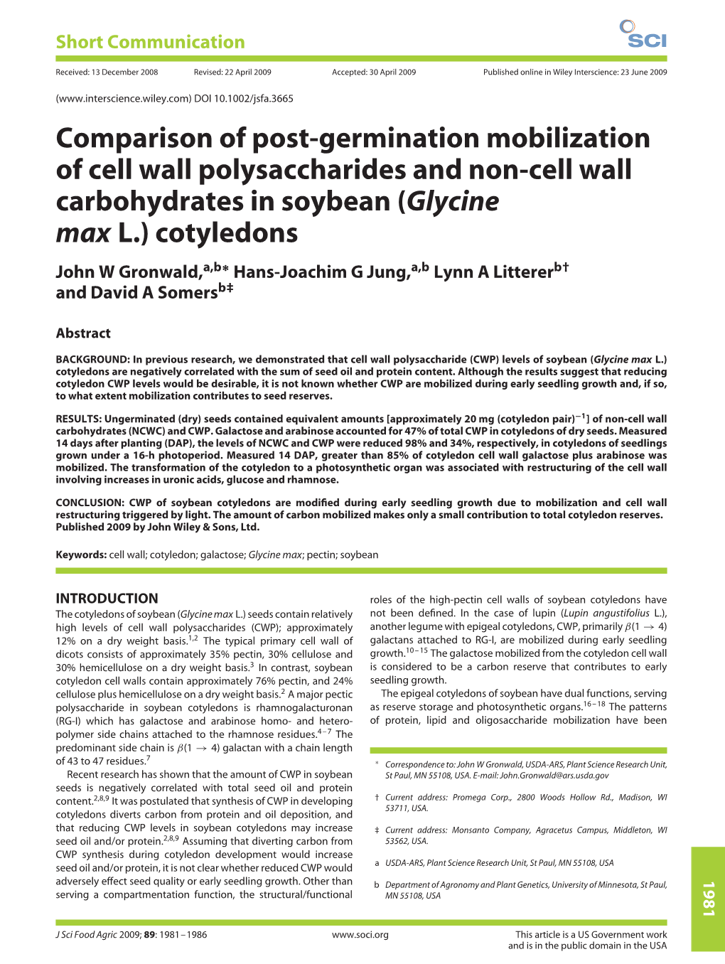Comparison of Post-Germination Mobilization of Cell Wall