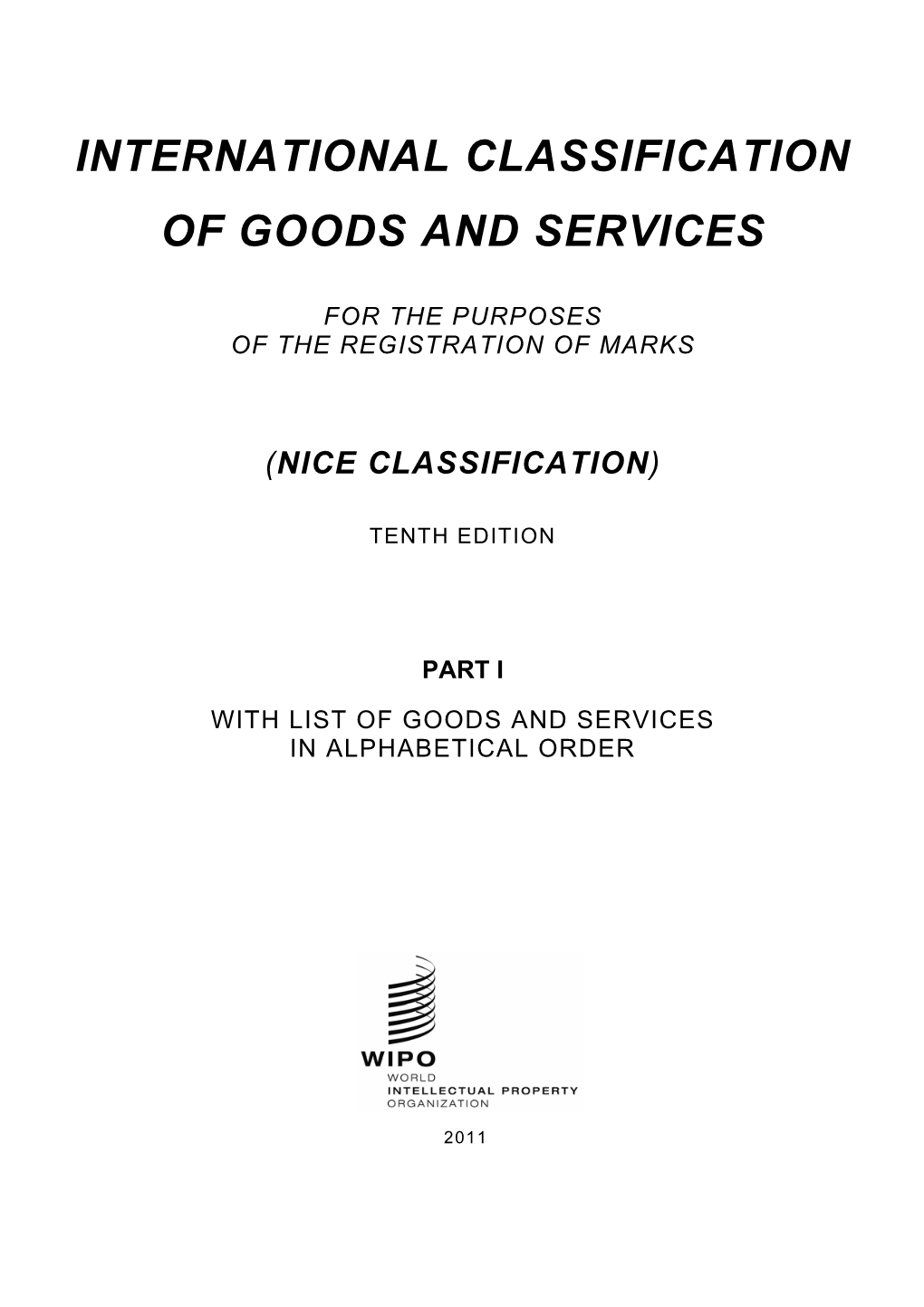 International Classification of Goods and Services