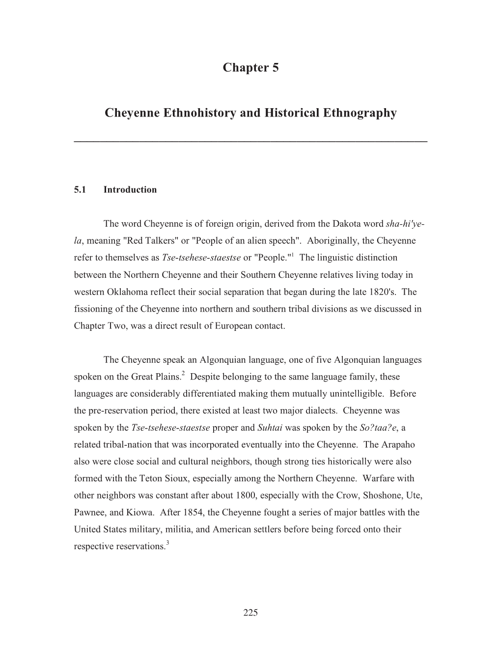 Chapter 5 Cheyenne Ethnohistory and Historical