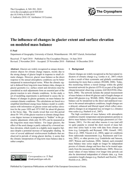 The Influence of Changes in Glacier Extent and Surface Elevation on Modeled Mass Balance