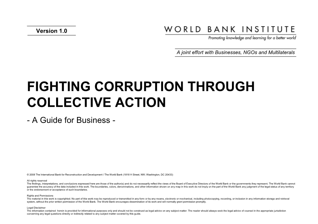 FIGHTING CORRUPTION THROUGH COLLECTIVE ACTION - a Guide for Business