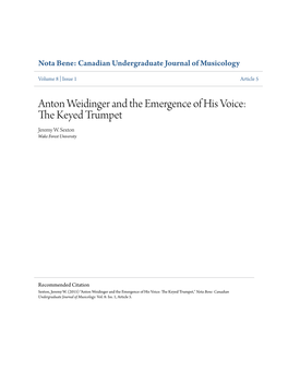 Anton Weidinger and the Emergence of His Voice: the Keyed Trumpet Jeremy W