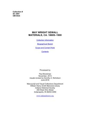 May Wright Sewall Materials, Ca