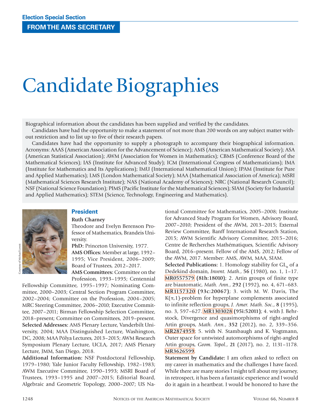 Candidate Biographies