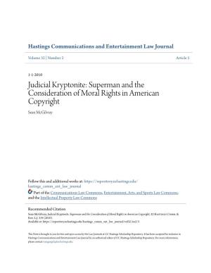 Superman and the Consideration of Moral Rights in American Copyright Sean Mcgilvray