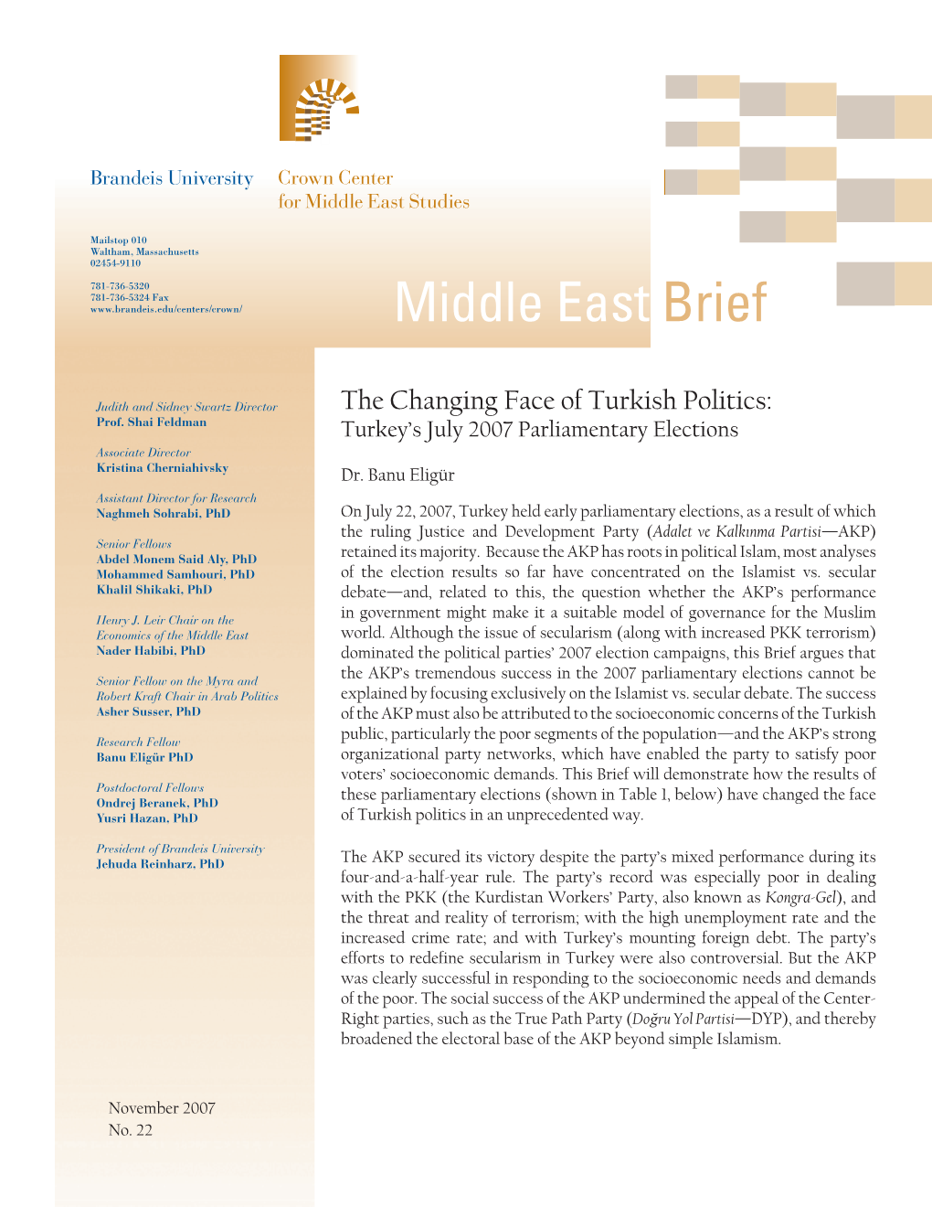 Middle East Brief 22