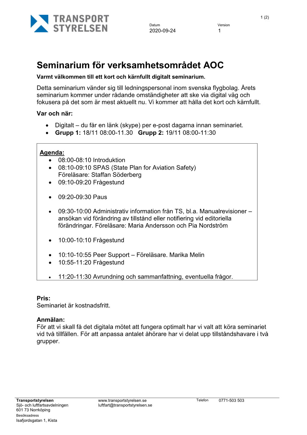 Seminarium För Verksamhetsområdet AOC Varmt Välkommen Till Ett Kort Och Kärnfullt Digitalt Seminarium