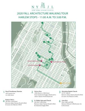 2020 Fall Architecture Walking Tour Harlem Stops - 11:00 A.M