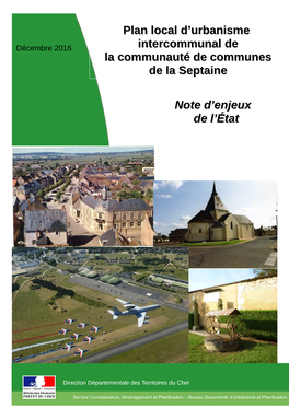 Note D'enjeux De L'état Plan Local D'urbanisme Intercommunal De La Communauté De Communes De La Septaine