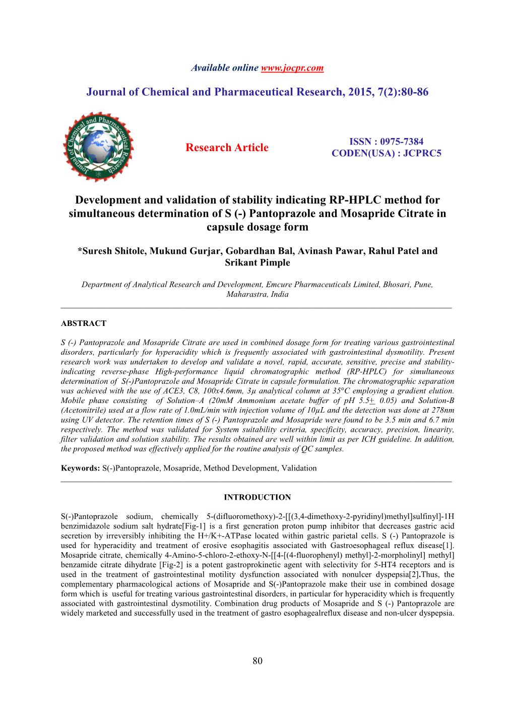80-86 Research Article Development and Validation of Stability I