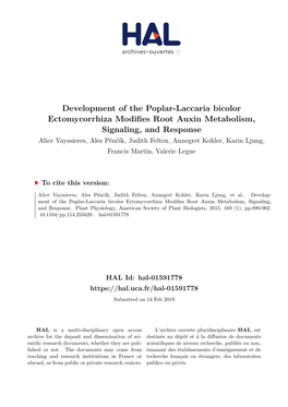 Development of the Poplar-Laccaria Bicolor Ectomycorrhiza Modifies