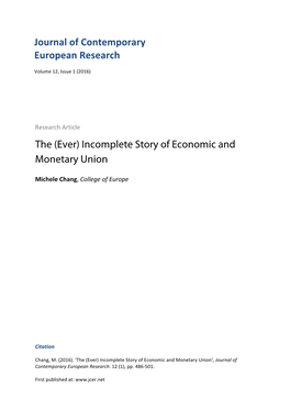 (Ever) Incomplete Story of Economic and Monetary Union