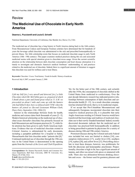 The Medicinal Use of Chocolate in Early North America