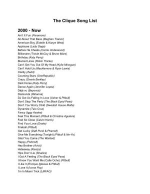 The Clique Song List 2000