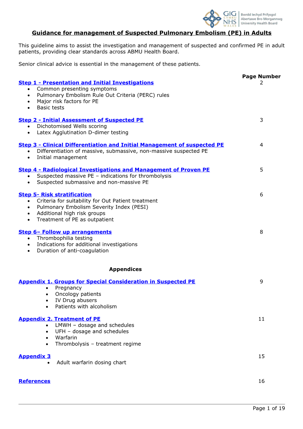 Guidance for Management of Suspected Pulmonary Embolism in Adults s1