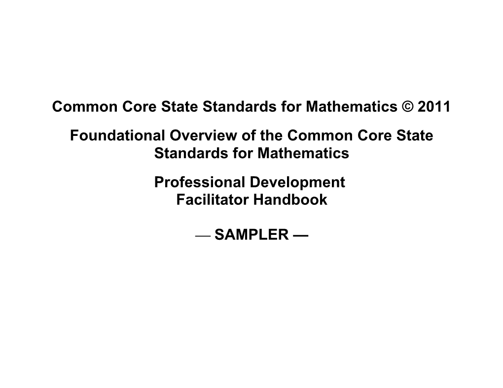 Common Core State Standards for Mathematics 2011