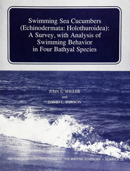 Swimming Sea Cucumbers (Echinodermata: Holothuroidea) a Survey, with Analysis of Swimming Behavior in Four Bathyal Species