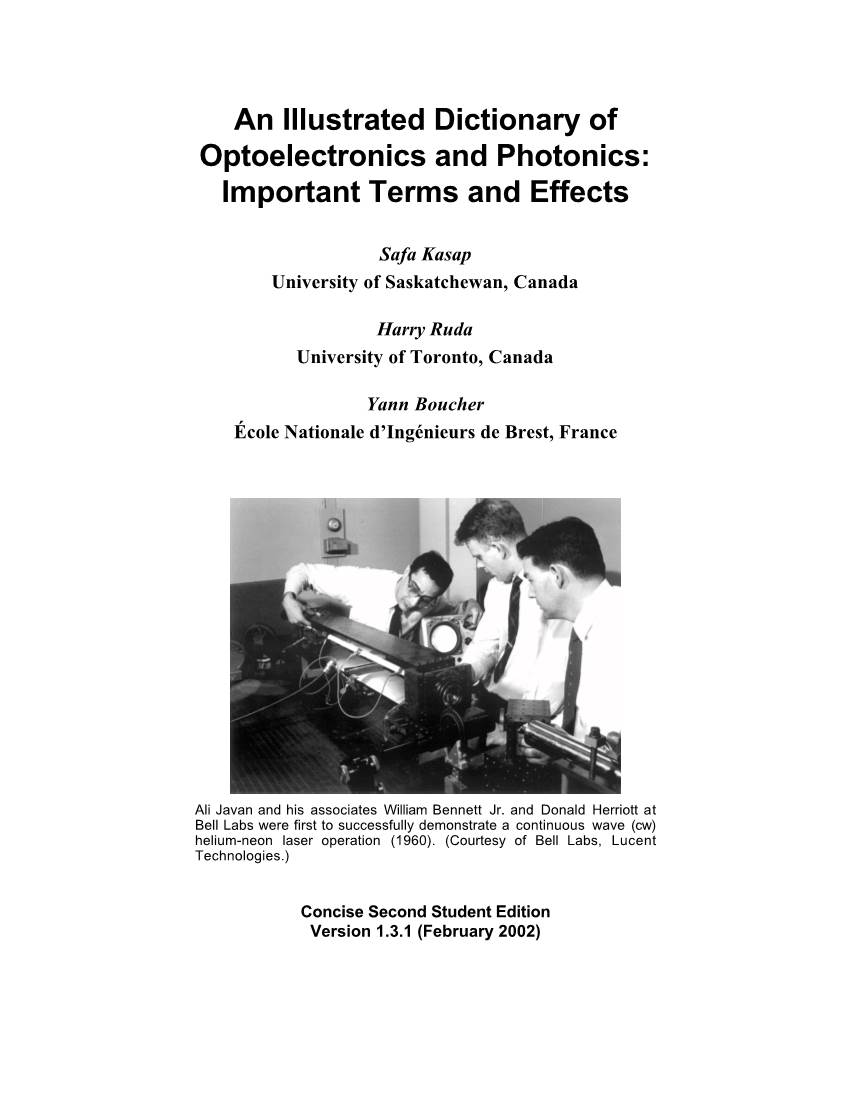 An Illustrated Dictionary of Optoelectronics and Photonics: Important Terms and Effects
