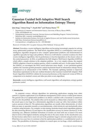 Gaussian Guided Self-Adaptive Wolf Search Algorithm Based on Information Entropy Theory