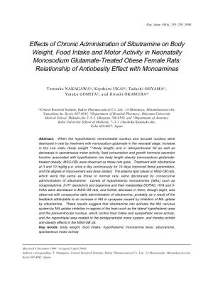 Effects of Chronic Administration of Sibutramine on Body Weight, Food