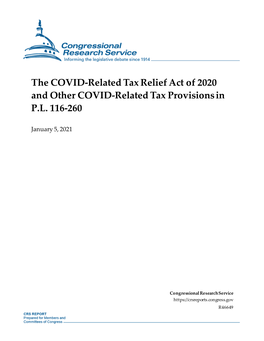 The COVID-Related Tax Relief Act of 2020 and Other COVID-Related Tax Provisions in P.L. 116-260