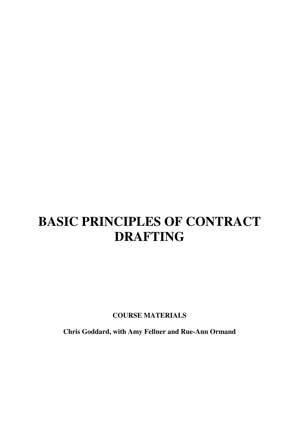 Basic Principles of Contract Drafting